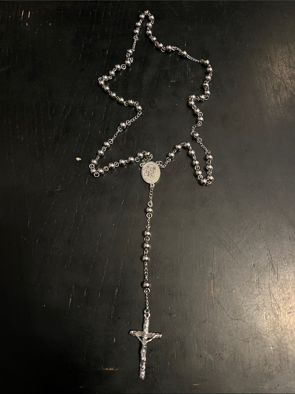 316L STAINLESS STEEL ROSARY SAINT MICHAEL ARCHANGEL PROTECTION PRAYER & CRUCIFIX